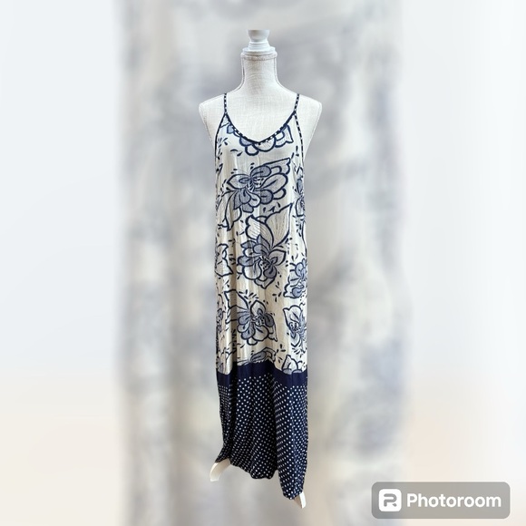 Solitaire sz LG maxi sleeveless summer dress long like new racerback lined - Picture 1 of 6